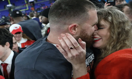 Travis Kelce Kisses Taylor Swift to celebrate AFC Championship win over Ravens